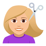 💇🏼‍♀️ Emoji Frau beim Haareschneiden: mittelhelle Hautfarbe JoyPixels 5.0.