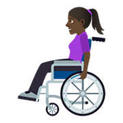 👩🏿‍🦽 Emoji Frau in manuellem Rollstuhl: dunkle Hautfarbe JoyPixels 5.0.