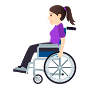 👩🏻‍🦽 Emoji Frau in manuellem Rollstuhl: helle Hautfarbe JoyPixels 5.0.