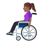 👩🏾‍🦽 Emoji Frau in manuellem Rollstuhl: mitteldunkle Hautfarbe JoyPixels 5.0.