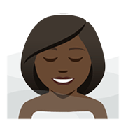 🧖🏿‍♀️ Emoji Mujer En Una Sauna: Tono De Piel Oscuro en JoyPixels 5.0.