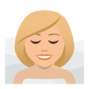🧖🏼‍♀️ Emoji Frau in Dampfsauna: mittelhelle Hautfarbe JoyPixels 5.0.