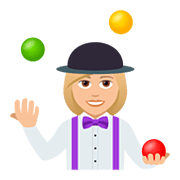 🤹🏼‍♀️ Emoji Jongleurin: mittelhelle Hautfarbe JoyPixels 5.0.