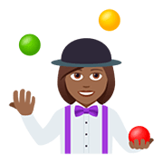 🤹🏾‍♀️ Emoji Mulher Malabarista: Pele Morena Escura na JoyPixels 5.0.