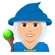 🧙🏼‍♀️ Emoji Maga: Tono De Piel Claro Medio en JoyPixels 5.0.