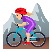 🚵🏼‍♀️ Emoji Mujer En Bicicleta De Montaña: Tono De Piel Claro Medio en JoyPixels 5.0.