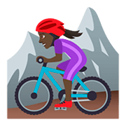 🚵🏿‍♀️ Emoji Mujer En Bicicleta De Montaña: Tono De Piel Oscuro en JoyPixels 5.0.