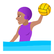 🤽🏽‍♀️ Emoji Wasserballspielerin: mittlere Hautfarbe JoyPixels 5.0.