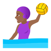 🤽🏾‍♀️ Emoji Wasserballspielerin: mitteldunkle Hautfarbe JoyPixels 5.0.