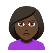 🙎🏿‍♀️ Emoji schmollende Frau: dunkle Hautfarbe JoyPixels 5.0.