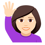 🙋🏻‍♀️ Emoji Mulher Levantando A Mão: Pele Clara na JoyPixels 5.0.