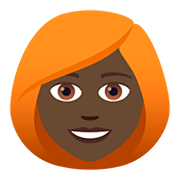 👩🏿‍🦰 Emoji Frau: dunkle Hautfarbe, rotes Haar JoyPixels 5.0.