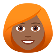 👩🏾‍🦰 Emoji Mujer: Tono De Piel Oscuro Medio Y Pelo Pelirrojo en JoyPixels 5.0.