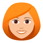 👩🏼‍🦰 Emoji Frau: mittelhelle Hautfarbe, rotes Haar JoyPixels 5.0.