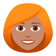 Émoji 👩🏽‍🦰 Femme : Peau Légèrement Mate Et Cheveux Roux sur JoyPixels 5.0.