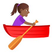 🚣🏾‍♀️ Emoji Frau im Ruderboot: mitteldunkle Hautfarbe JoyPixels 5.0.