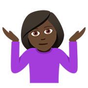 🤷🏿‍♀️ Emoji schulterzuckende Frau: dunkle Hautfarbe JoyPixels 5.0.