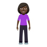 🧍🏿‍♀️ Emoji stehende Frau: dunkle Hautfarbe JoyPixels 5.0.