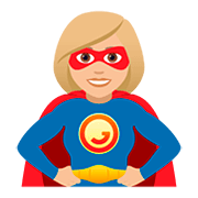 🦸🏼‍♀️ Emoji Super-heroína: Pele Morena Clara na JoyPixels 5.0.