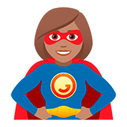 Émoji 🦸🏽‍♀️ Super-héroïne : Peau Légèrement Mate sur JoyPixels 5.0.