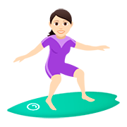 🏄🏻‍♀️ Emoji Mulher Surfista: Pele Clara na JoyPixels 5.0.