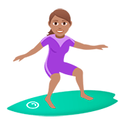 🏄🏽‍♀️ Emoji Mulher Surfista: Pele Morena na JoyPixels 5.0.