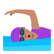 Emoji 🏊🏽‍♀️ Nuotatrice: Carnagione Olivastra su JoyPixels 5.0.