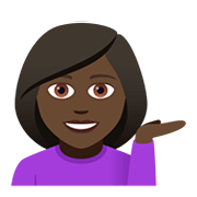 💁🏿‍♀️ Emoji Mulher Com A Palma Virada Para Cima: Pele Escura na JoyPixels 5.0.