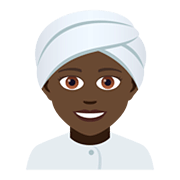 👳🏿‍♀️ Emoji Mujer Con Turbante: Tono De Piel Oscuro en JoyPixels 5.0.