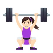 🏋🏻‍♀️ Emoji Mulher Levantando Peso: Pele Clara na JoyPixels 5.0.