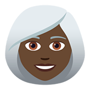 👩🏿‍🦳 Emoji Frau: dunkle Hautfarbe, weißes Haar JoyPixels 5.0.
