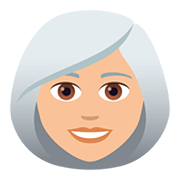 Émoji 👩🏼‍🦳 Femme : Peau Moyennement Claire Et Cheveux Blancs sur JoyPixels 5.0.