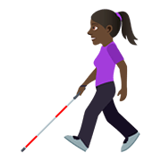 Emoji 👩🏿‍🦯 Donna Con Bastone Bianco Di Orientamento: Carnagione Scura su JoyPixels 5.0.