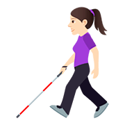 Emoji 👩🏻‍🦯 Donna Con Bastone Bianco Di Orientamento: Carnagione Chiara su JoyPixels 5.0.