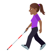 👩🏾‍🦯 Emoji Mujer Con Bastón: Tono De Piel Oscuro Medio en JoyPixels 5.0.