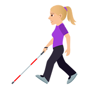 👩🏼‍🦯 Emoji Mujer Con Bastón: Tono De Piel Claro Medio en JoyPixels 5.0.