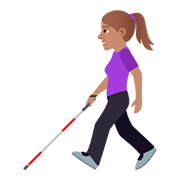 👩🏽‍🦯 Emoji Mujer Con Bastón: Tono De Piel Medio en JoyPixels 5.0.