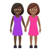 👩🏿‍🤝‍👩🏾 Emoji Mujeres De La Mano: Tono De Piel Oscuro Y Tono De Piel Oscuro Medio en JoyPixels 5.0.