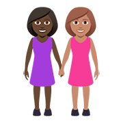 👩🏿‍🤝‍👩🏽 Emoji Duas Mulheres De Mãos Dadas: Pele Escura E Pele Morena na JoyPixels 5.0.