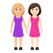 👩🏼‍🤝‍👩🏻 Emoji Duas Mulheres De Mãos Dadas: Pele Morena Clara E Pele Clara na JoyPixels 5.0.