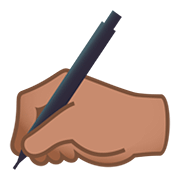 ✍🏽 Emoji schreibende Hand: mittlere Hautfarbe JoyPixels 5.0.