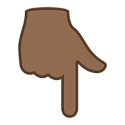 👇🏾 Emoji Dorso Da Mão Com Dedo Indicador Apontando Para Baixo: Pele Morena Escura na JoyPixels 5.5.