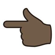 👈🏿 Emoji Dorso Da Mão Com Dedo Indicador Apontando Para A Esquerda: Pele Escura na JoyPixels 5.5.