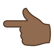 👈🏾 Emoji Dorso Da Mão Com Dedo Indicador Apontando Para A Esquerda: Pele Morena Escura na JoyPixels 5.5.