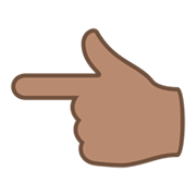 👈🏽 Emoji Dorso Da Mão Com Dedo Indicador Apontando Para A Esquerda: Pele Morena na JoyPixels 5.5.