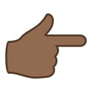 👉🏾 Emoji Dorso Da Mão Com Dedo Indicador Apontando Para A Direita: Pele Morena Escura na JoyPixels 5.5.