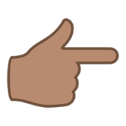 👉🏽 Emoji Dorso Da Mão Com Dedo Indicador Apontando Para A Direita: Pele Morena na JoyPixels 5.5.