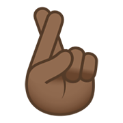 🤞🏾 Emoji Hand mit gekreuzten Fingern: mitteldunkle Hautfarbe JoyPixels 5.5.