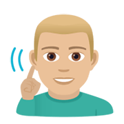 Emoji 🧏🏼‍♂️ Uomo Con Problemi Di Udito: Carnagione Abbastanza Chiara su JoyPixels 5.5.