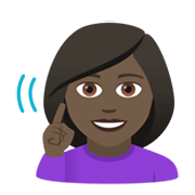 Emoji 🧏🏿‍♀️ Donna Con Problemi Di Udito: Carnagione Scura su JoyPixels 5.5.